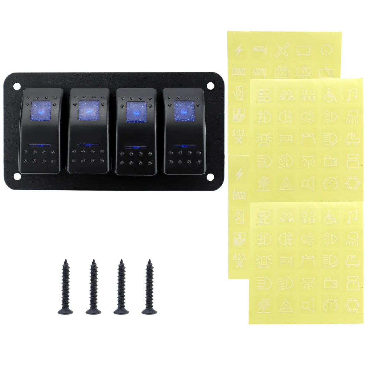3-group, 4-group, 5-group, 6-group, 8-group rocker switch panel 5-pin, suitable for 12V/24V cars, ships, ATV trailers, blue