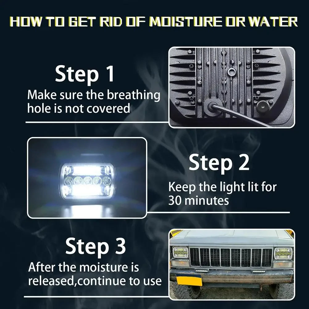 5x7 /7x 6 inches Car Led Headlight Automotive Square Headlamp Assembly DRL Amber Turn Signal For XJ YJ Car Truck Motobike