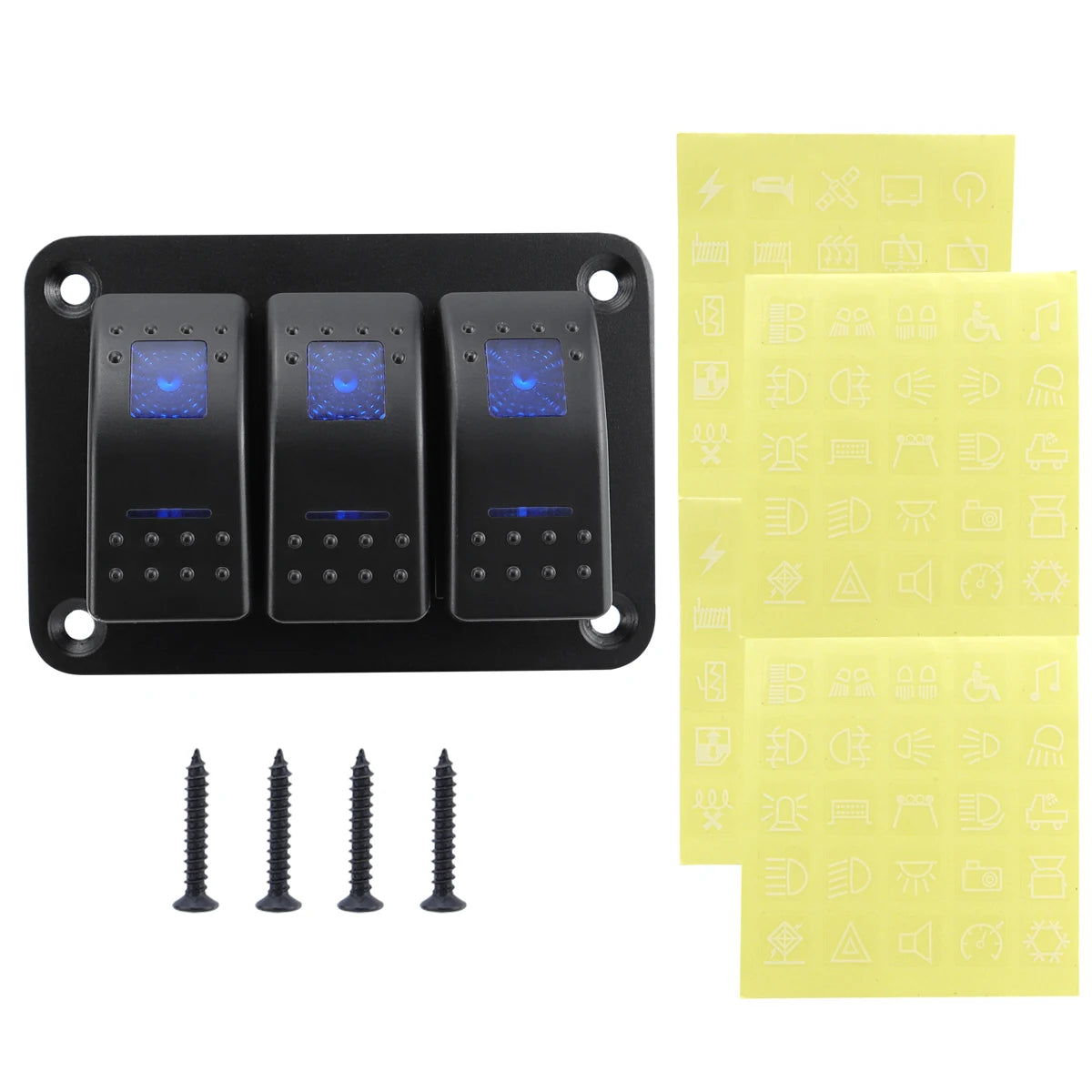3-group, 4-group, 5-group, 6-group, 8-group rocker switch panel 5-pin, suitable for 12V/24V cars, ships, ATV trailers, blue
