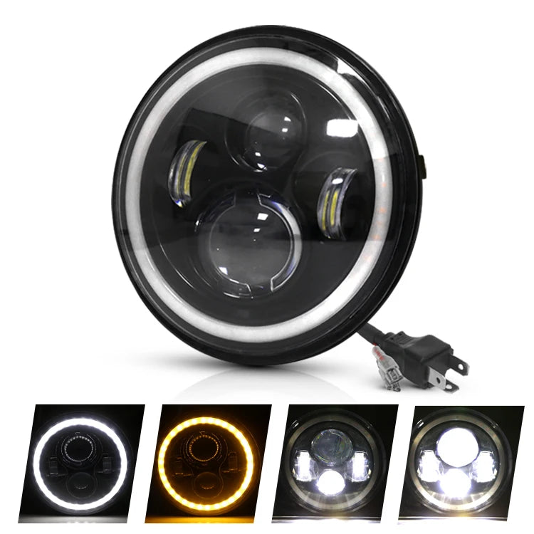 LED HeadLight Bulbs 7inch Round Motorcycle LED HeadLamp Angle Eyes 12V 24V Turn Signal for Lada Niva Urban Offroad 4x4