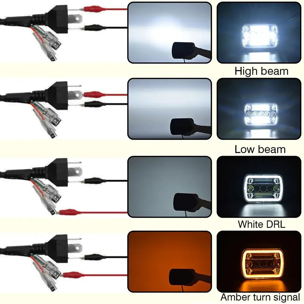 5x7 /7x 6 inches Car Led Headlight Automotive Square Headlamp Assembly DRL Amber Turn Signal For XJ YJ Car Truck Motobike
