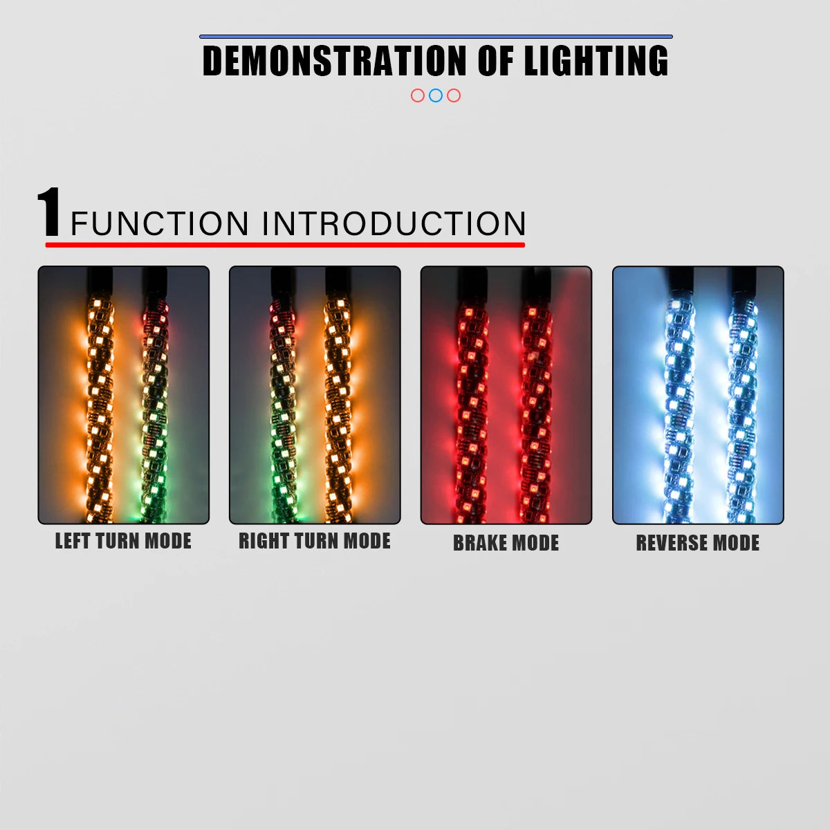 1FT LED Whip Light with APP & RF Remote Control for ATV UTV Side by Side Truck Offroad Dancing Warning Antenna Flagpole Lights