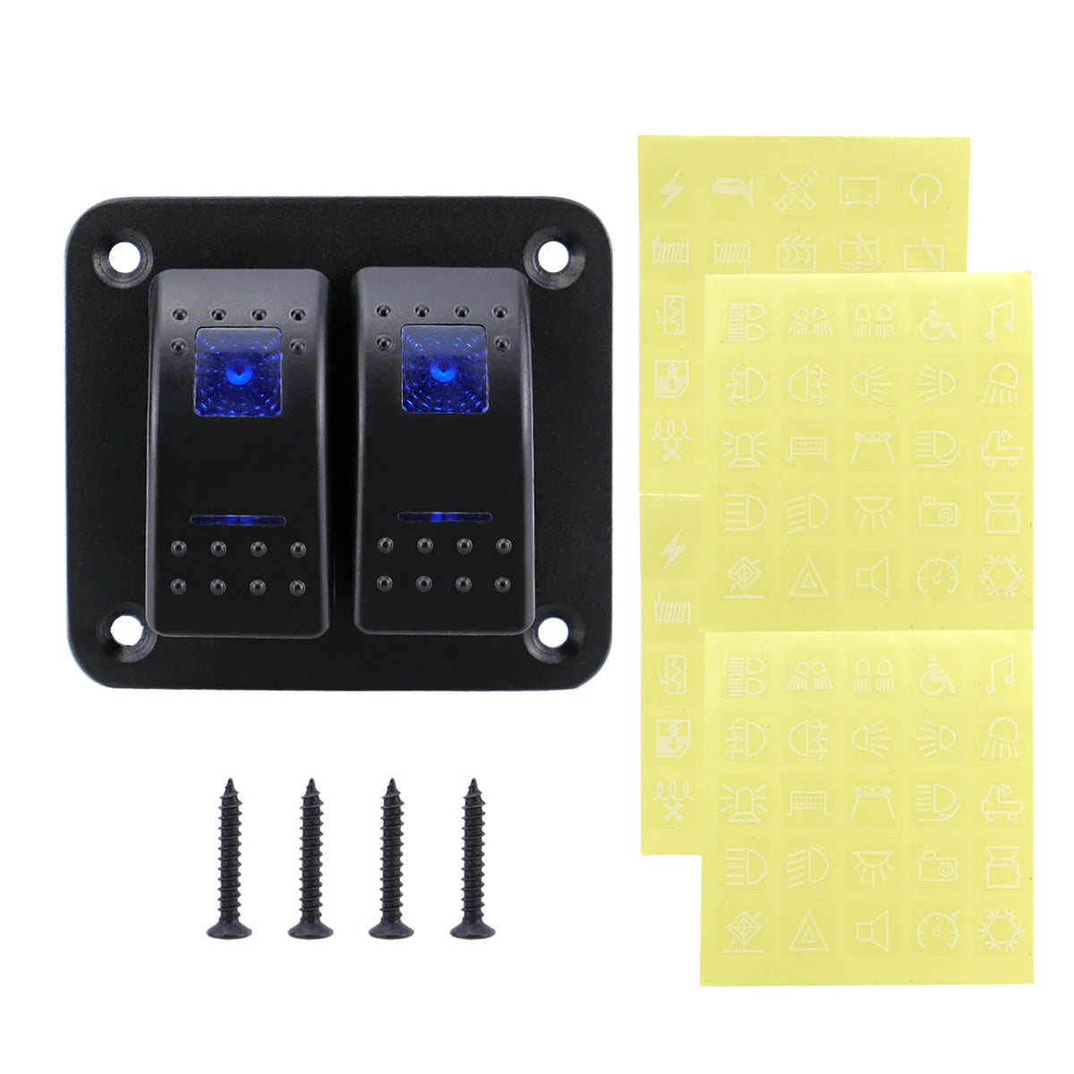 3-group, 4-group, 5-group, 6-group, 8-group rocker switch panel 5-pin, suitable for 12V/24V cars, ships, ATV trailers, blue